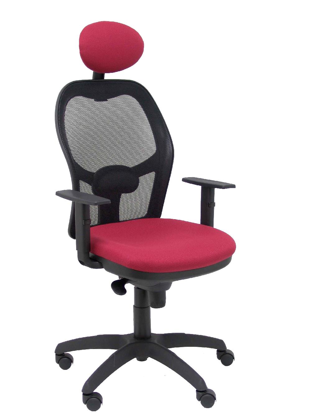 Piqueras Y Crespo Silla Jorquera Malla Negra Asiento Bali Granate Con Cabecero Fijo