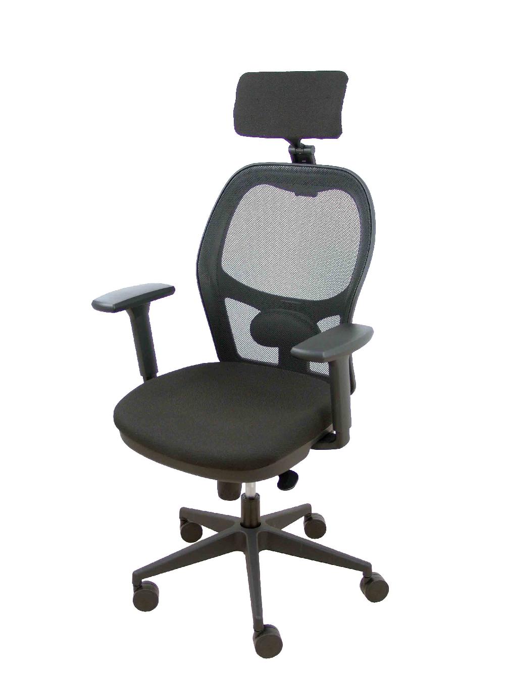 Piqueras Y Crespo Silla Jorquera Malla Negra Asiento Bali Negro Cabecero Regulable Brazos 3D