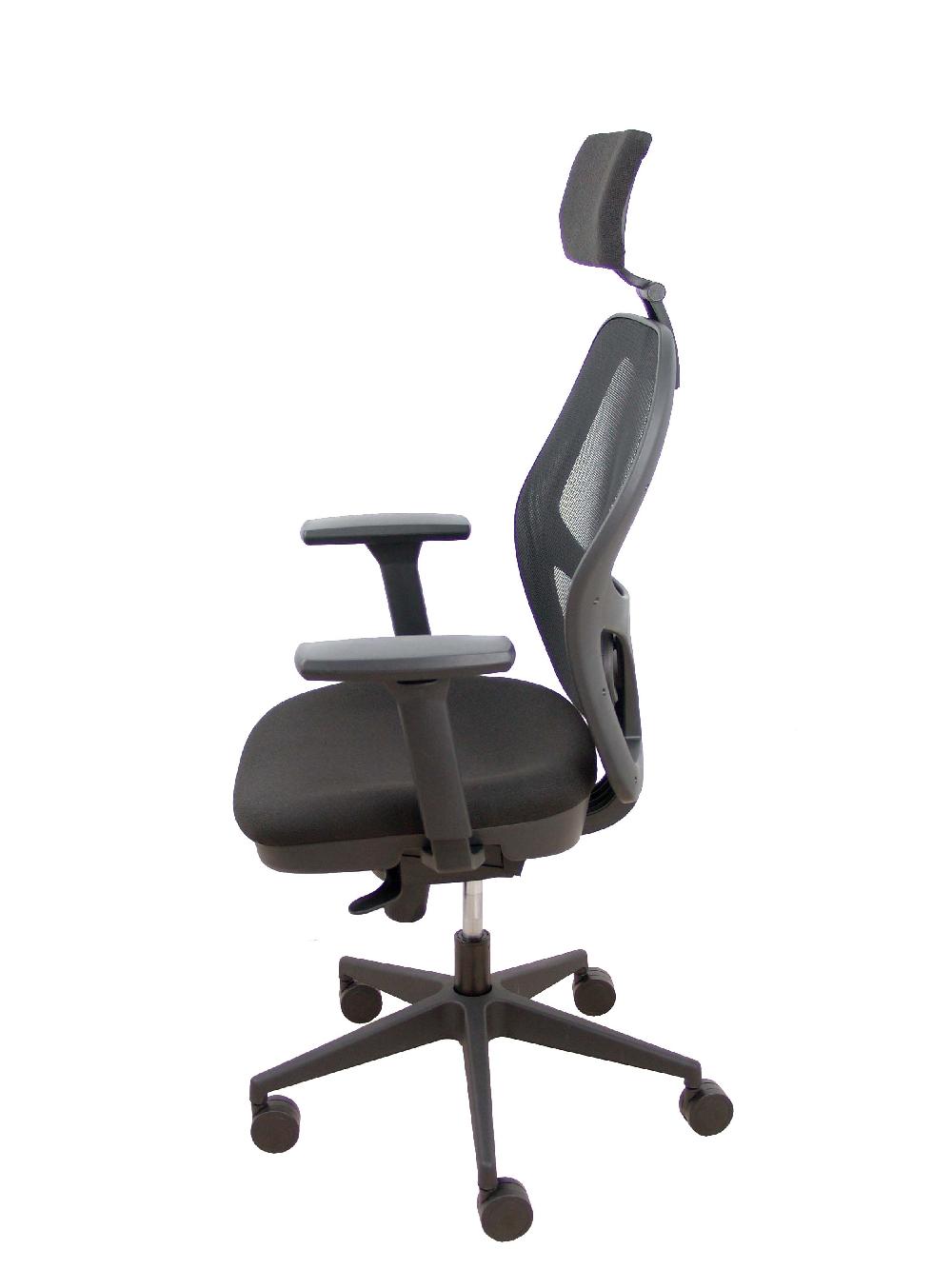 Piqueras Y Crespo Silla Jorquera Malla Negra Asiento Bali Negro Cabecero Regulable Brazos 3D