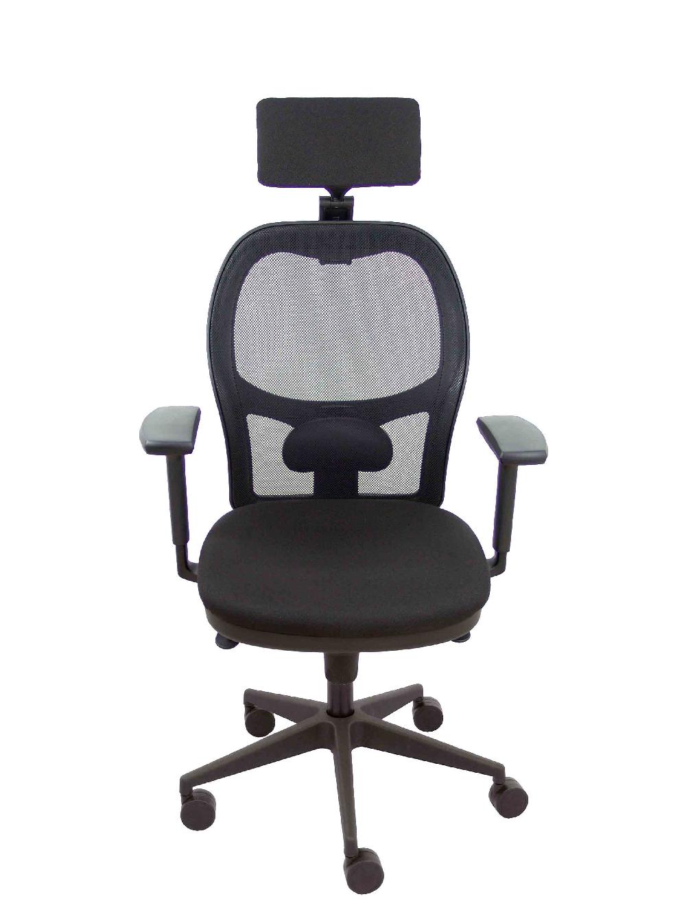 piqueras y crespo Silla Jorquera malla negra asiento bali negro cabecero regulable brazos 3D