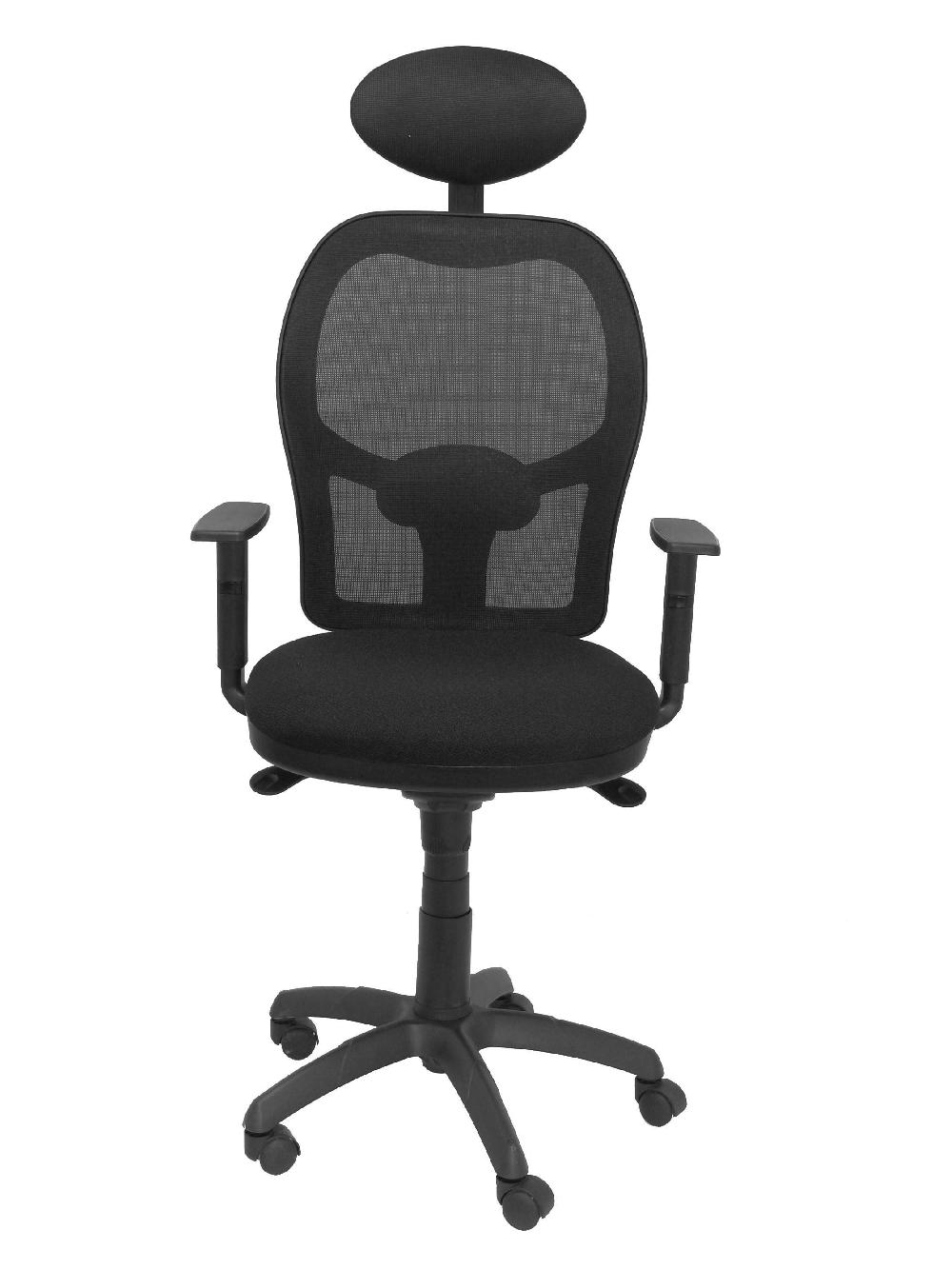 Piqueras Y Crespo Silla Jorquera Malla Negra Asiento Bali Negro Con Cabecero Fijo