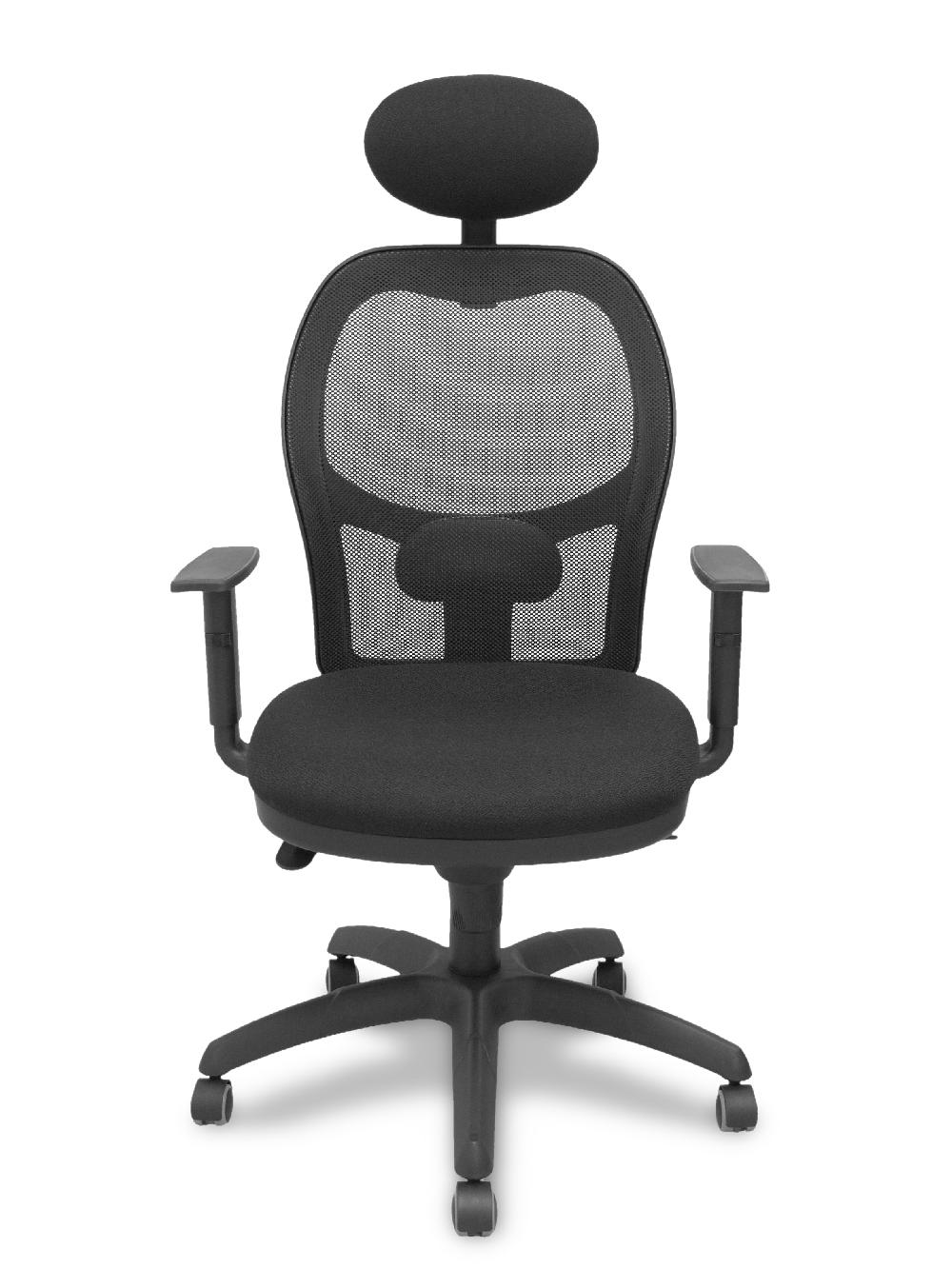 Piqueras Y Crespo Silla Jorquera Malla Negra Asiento Bali Negro Con Cabecero Fijo Y Ruedas De Parqué