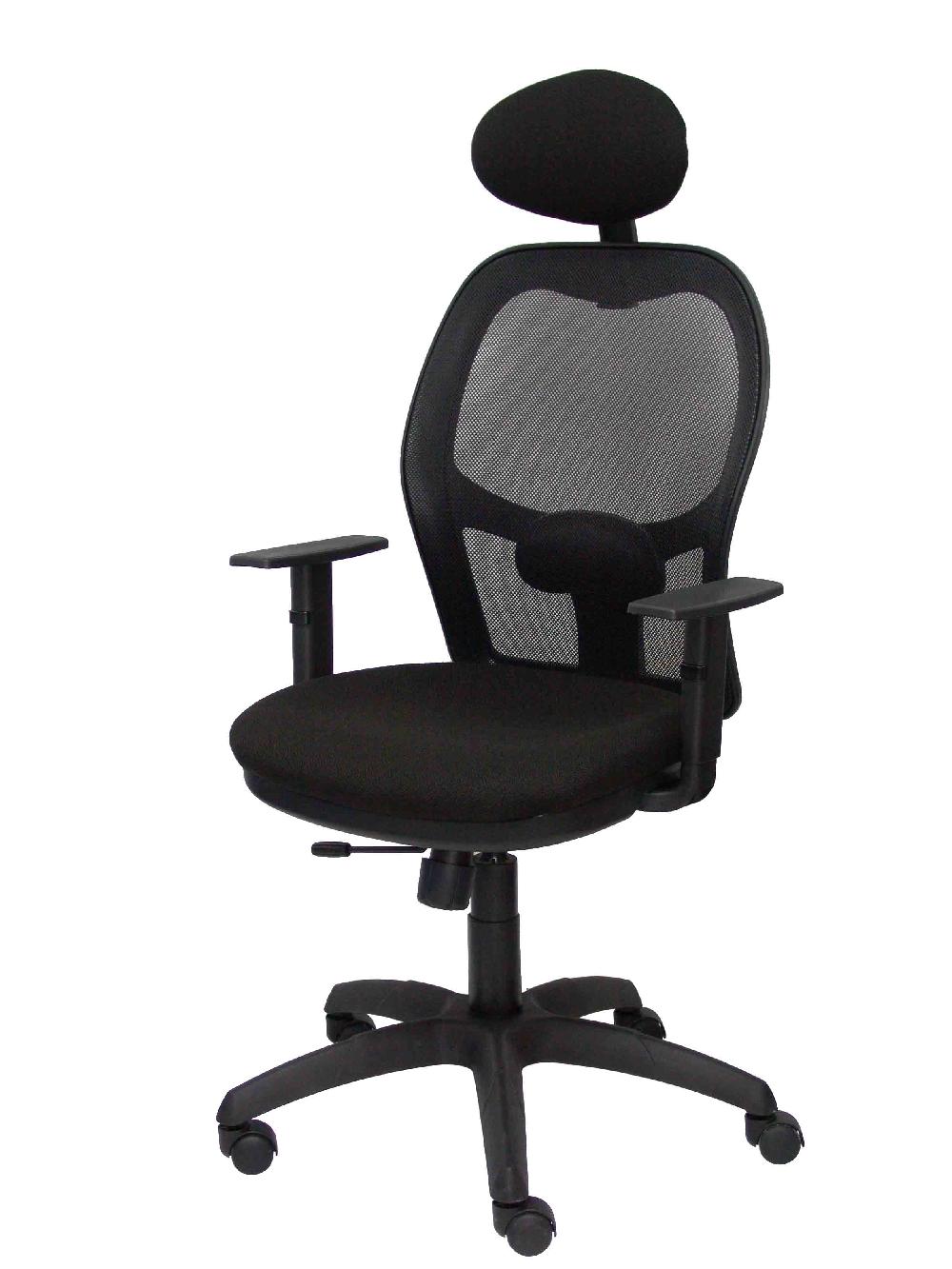 Piqueras Y Crespo Silla Jorquera Malla Negra Asiento Bali Negro Con Traslak Y Cabecero