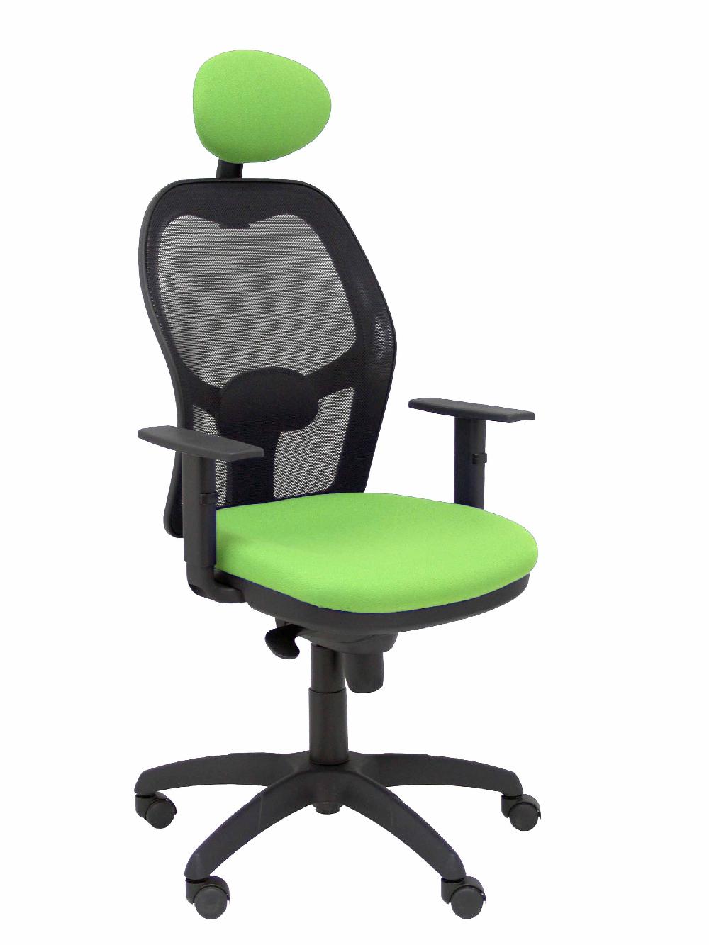piqueras y crespo Silla Jorquera malla negra asiento bali verde pistacho con cabecero fijo