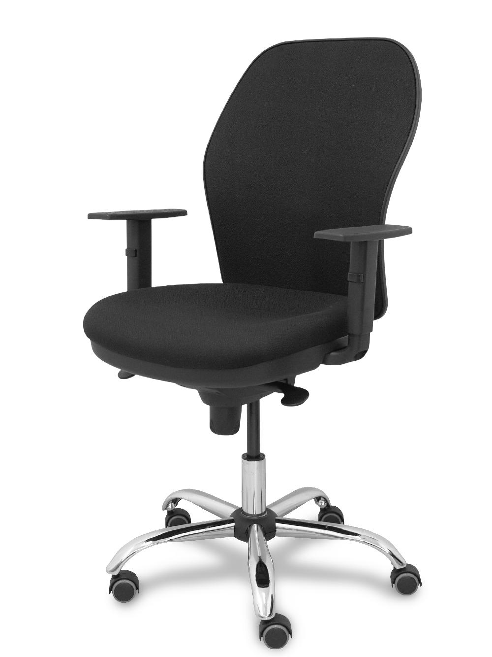 Piqueras Y Crespo Silla Jorquera Respaldo Bali Negro Asiento Bali Negro Base Cromada Y Ruedas Parqué