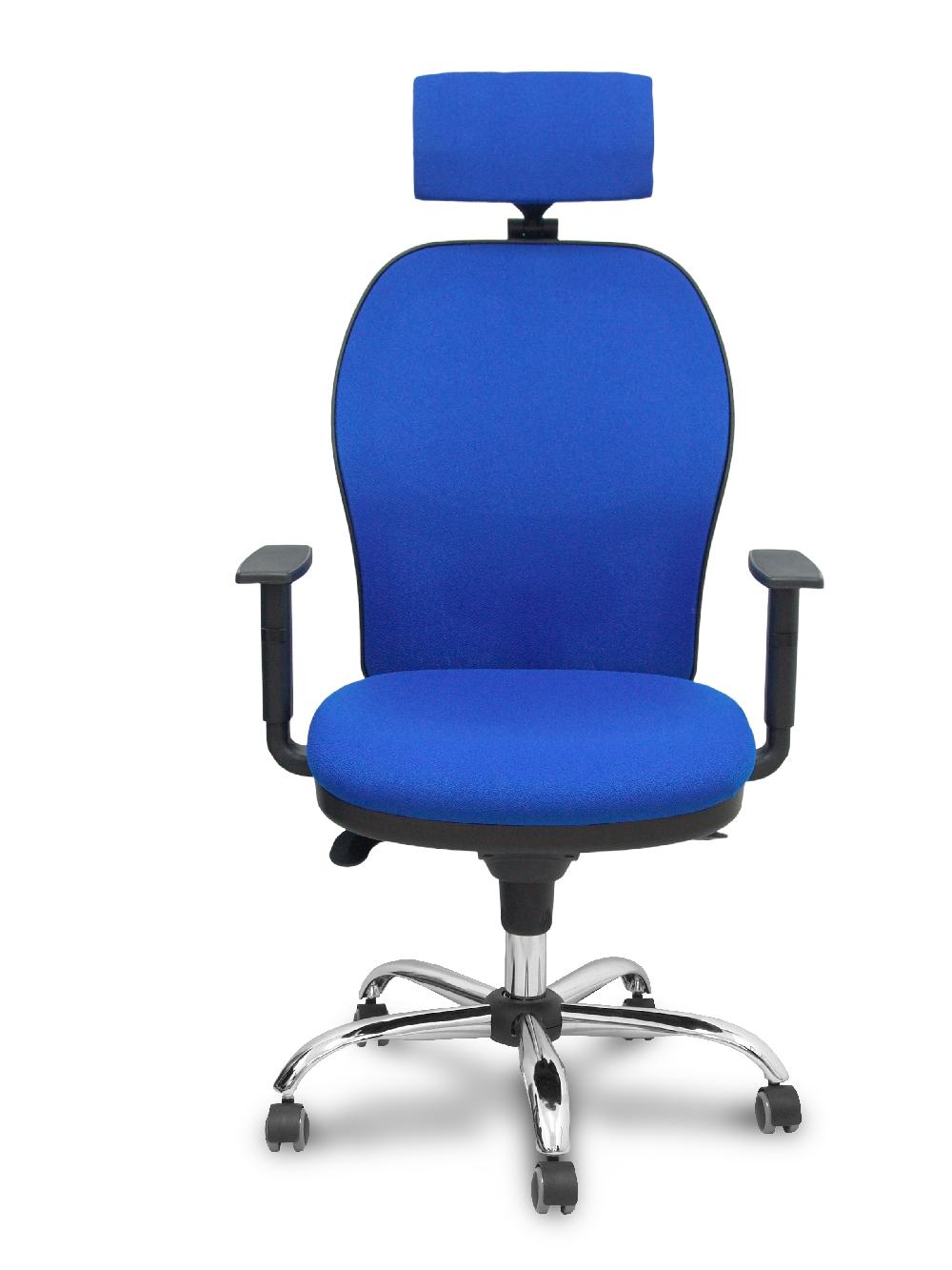 piqueras y crespo Silla Jorquera respaldo y asiento bali azul base cromada ruedas parqué y cabecero regulable