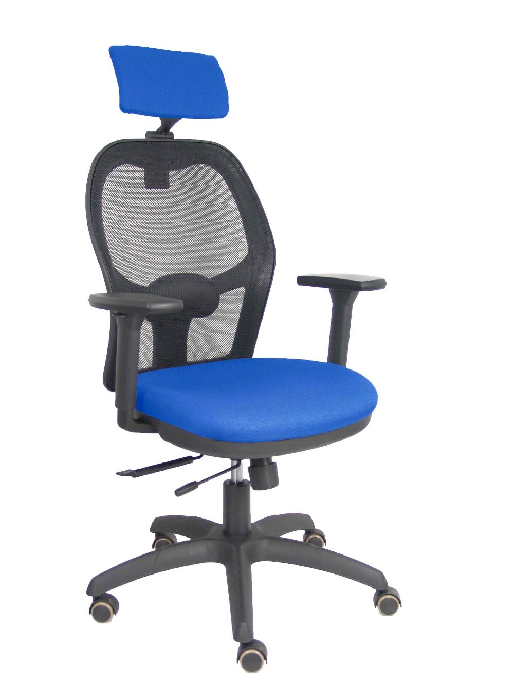piqueras y crespo Silla Jorquera traslack malla negra asiento bali azul brazos 3D cabecero regulable