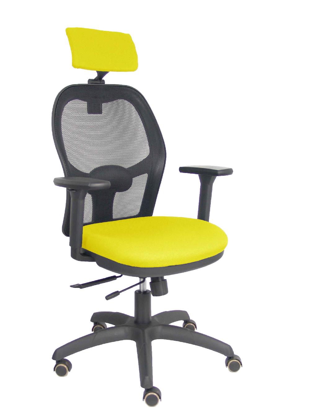 piqueras y crespo Silla Jorquera traslack malla negra asiento bali amarillo brazos 3D cabecero regulable