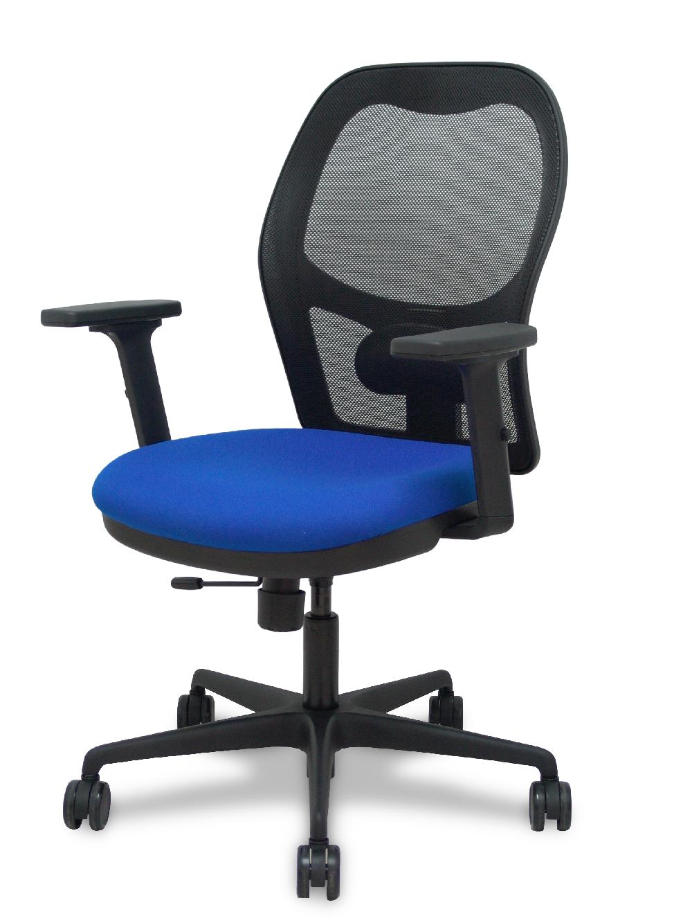 Piqueras Y Crespo Silla Jorquera Traslack Malla Negra Asiento Bali Azul Brazos 2D Ruedas 65