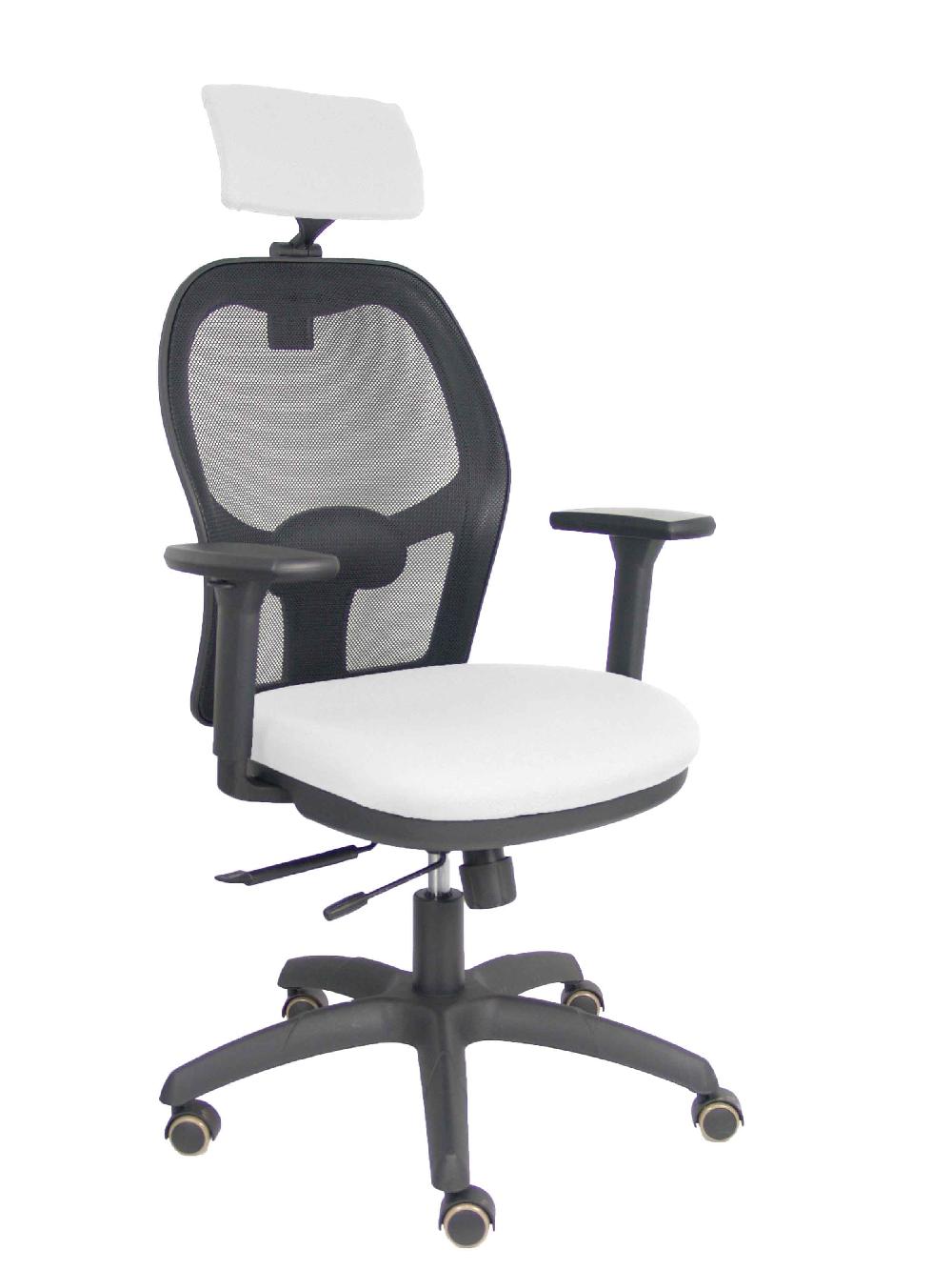 piqueras y crespo Silla Jorquera traslack malla negra asiento bali blanco brazos 3D cabecero regulable