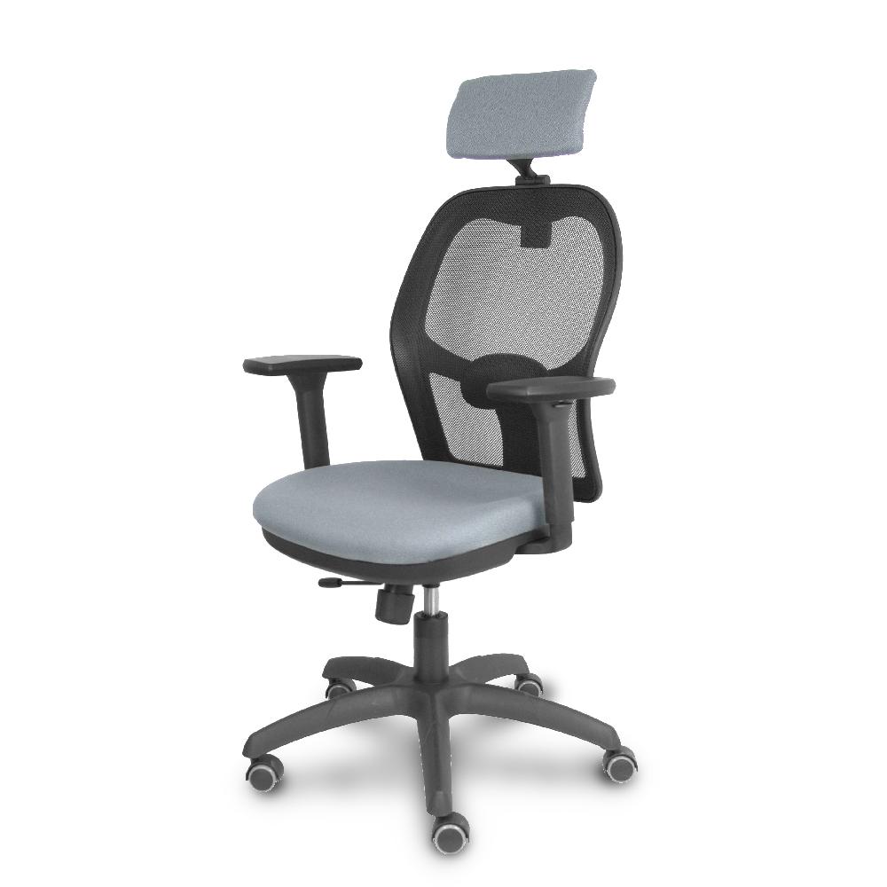 Piqueras Y Crespo Silla Jorquera Traslack Malla Negra Asiento Bali Gris Brazos 3D Cabecero Regulable