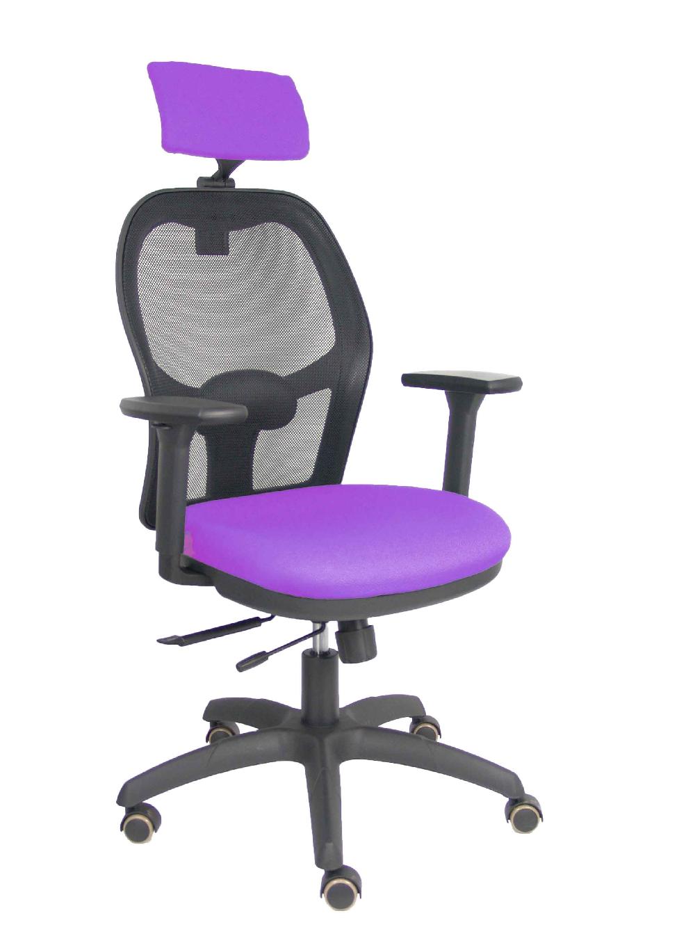 piqueras y crespo Silla Jorquera traslack malla negra asiento bali lila brazos 3D cabecero regulable