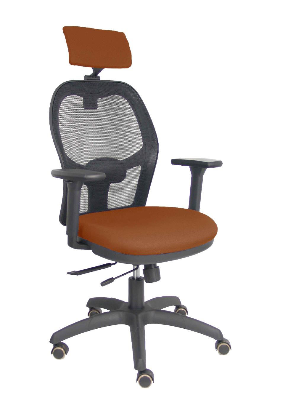 piqueras y crespo Silla Jorquera traslack malla negra asiento bali marrón brazos 3D cabecero regulable