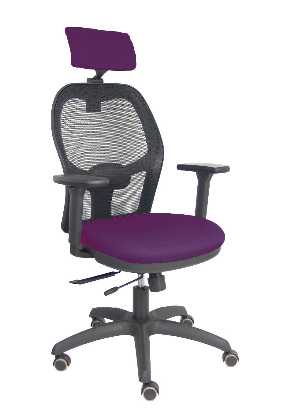 piqueras y crespo Silla Jorquera traslack malla negra asiento bali morado brazos 3D cabecero regulable