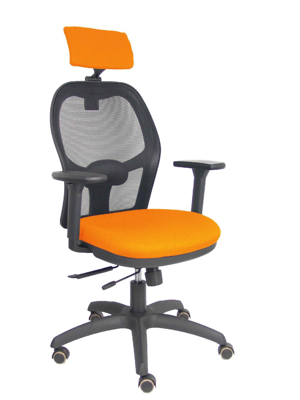 piqueras y crespo Silla Jorquera traslack malla negra asiento bali naranja brazos 3D cabecero regulable