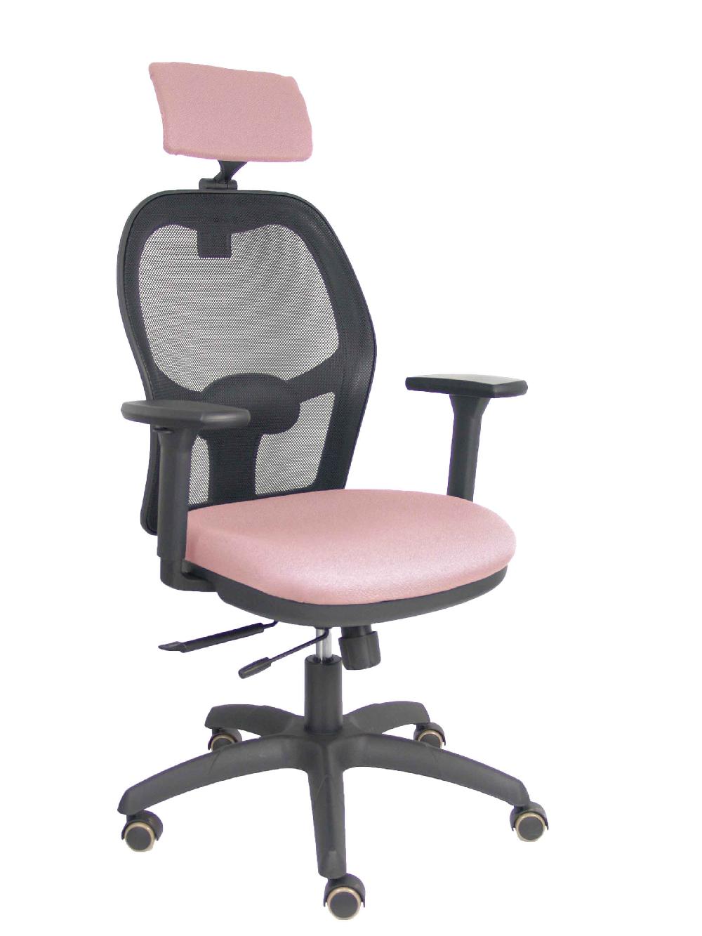 piqueras y crespo Silla Jorquera traslack malla negra asiento bali rosa brazos 3D cabecero regulable