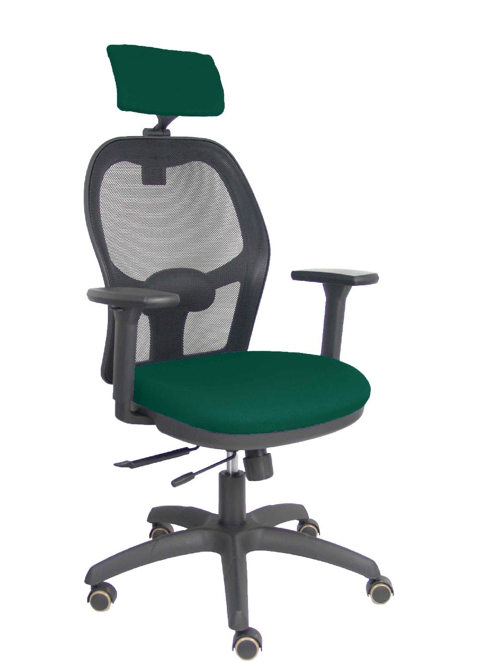piqueras y crespo Silla Jorquera traslack malla negra asiento bali verde botella brazos 3D cabecero regulable