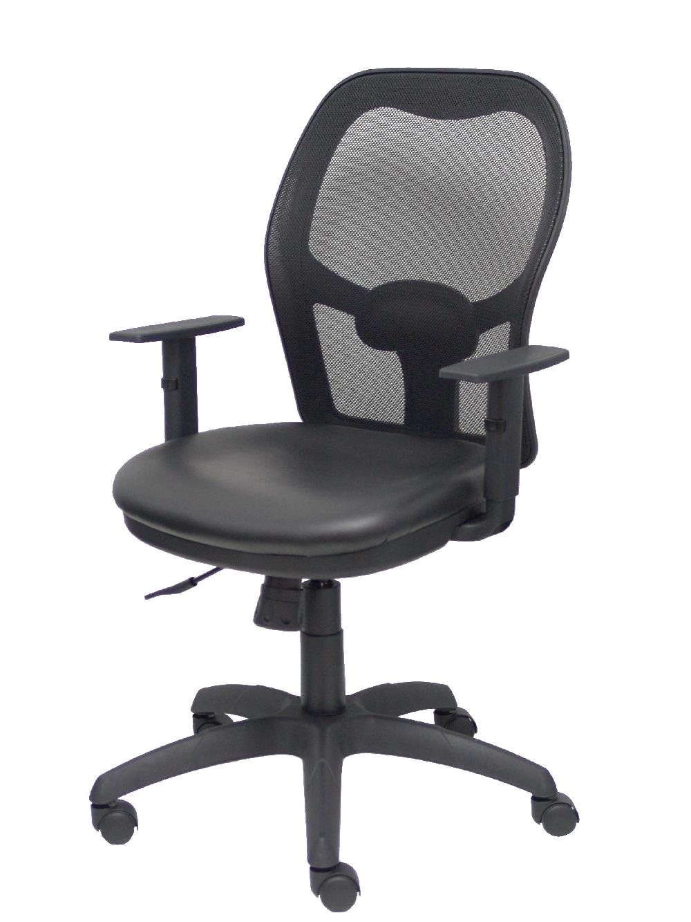 Piqueras Y Crespo Silla Jorquera Traslack Malla Negra Asiento Similpiel Negro Brazos Regulables