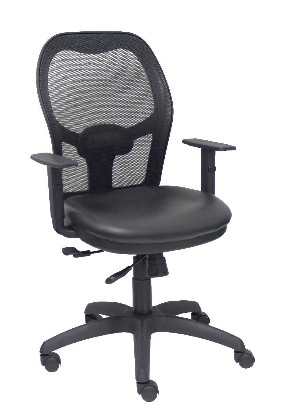 piqueras y crespo Silla Jorquera traslack malla negra asiento similpiel negro brazos regulables