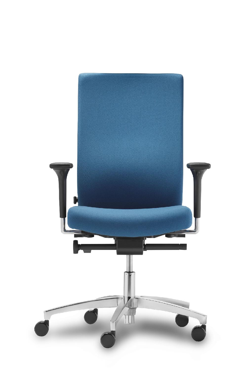 piqueras y crespo Silla Just Evo traslack tapizado polo azul brazos 4D base aluminio