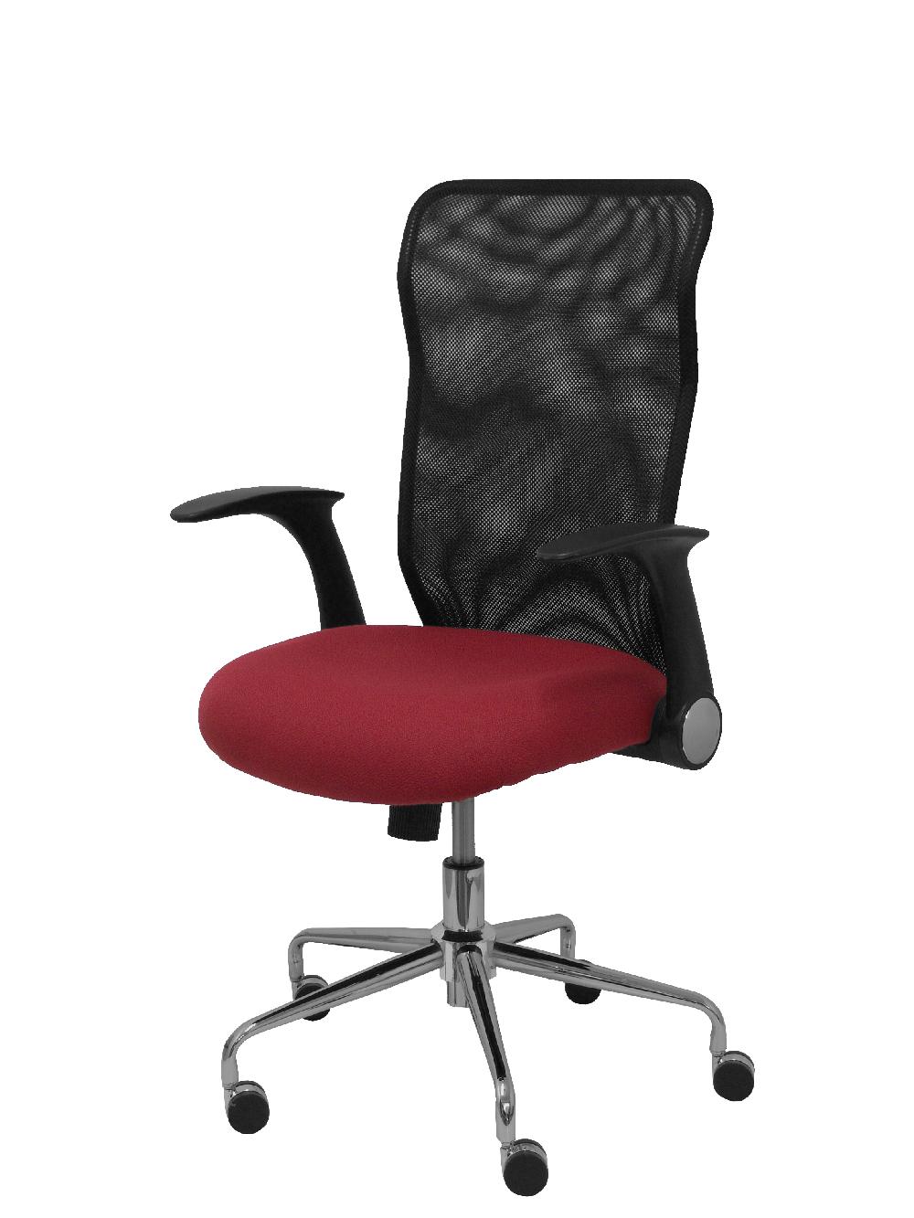 Piqueras Y Crespo Silla Minaya Respaldo Malla Negro Asiento Bali Granate