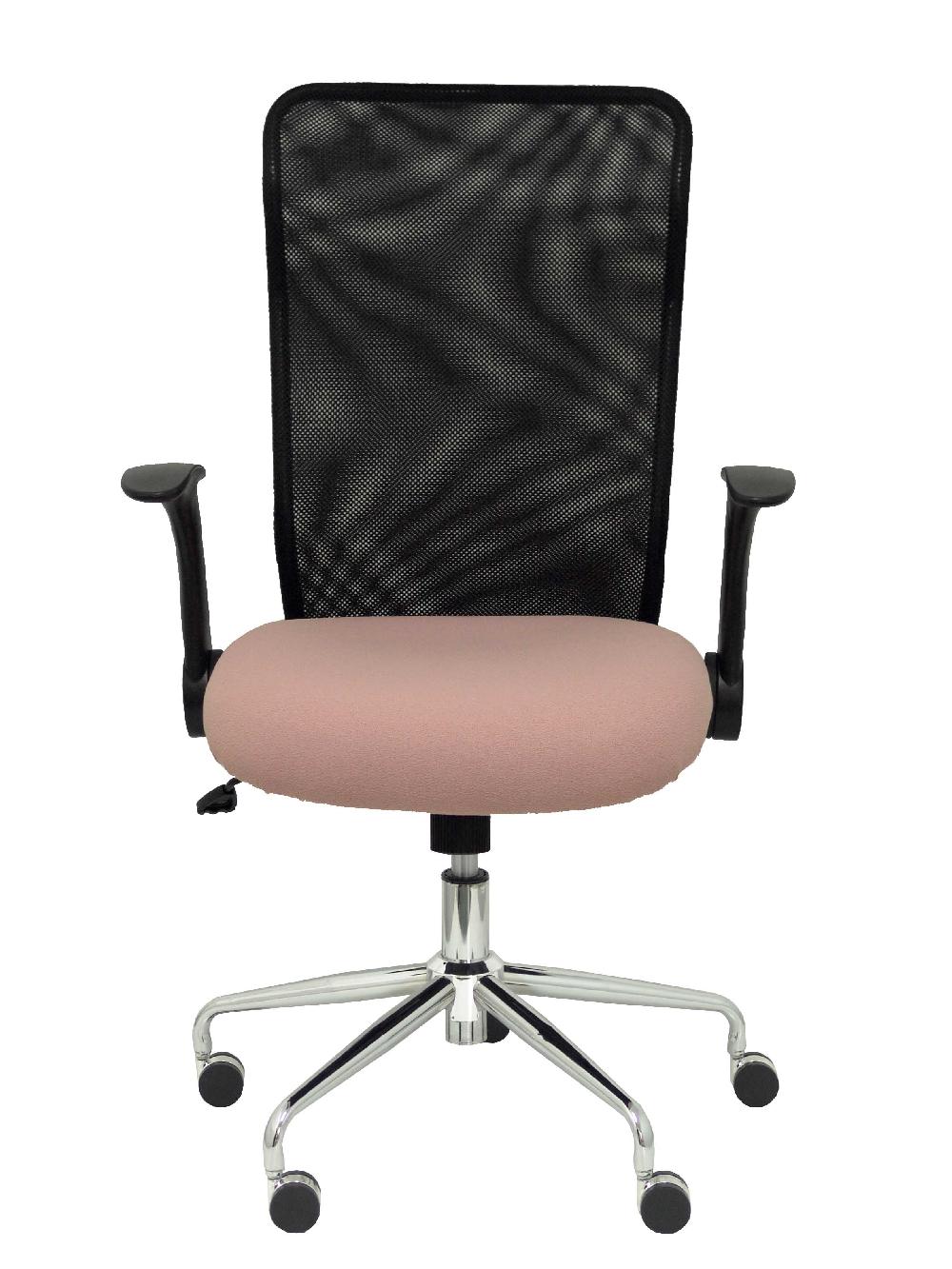Piqueras Y Crespo Silla Minaya Respaldo Malla Negro Asiento Bali Rosa Pálido