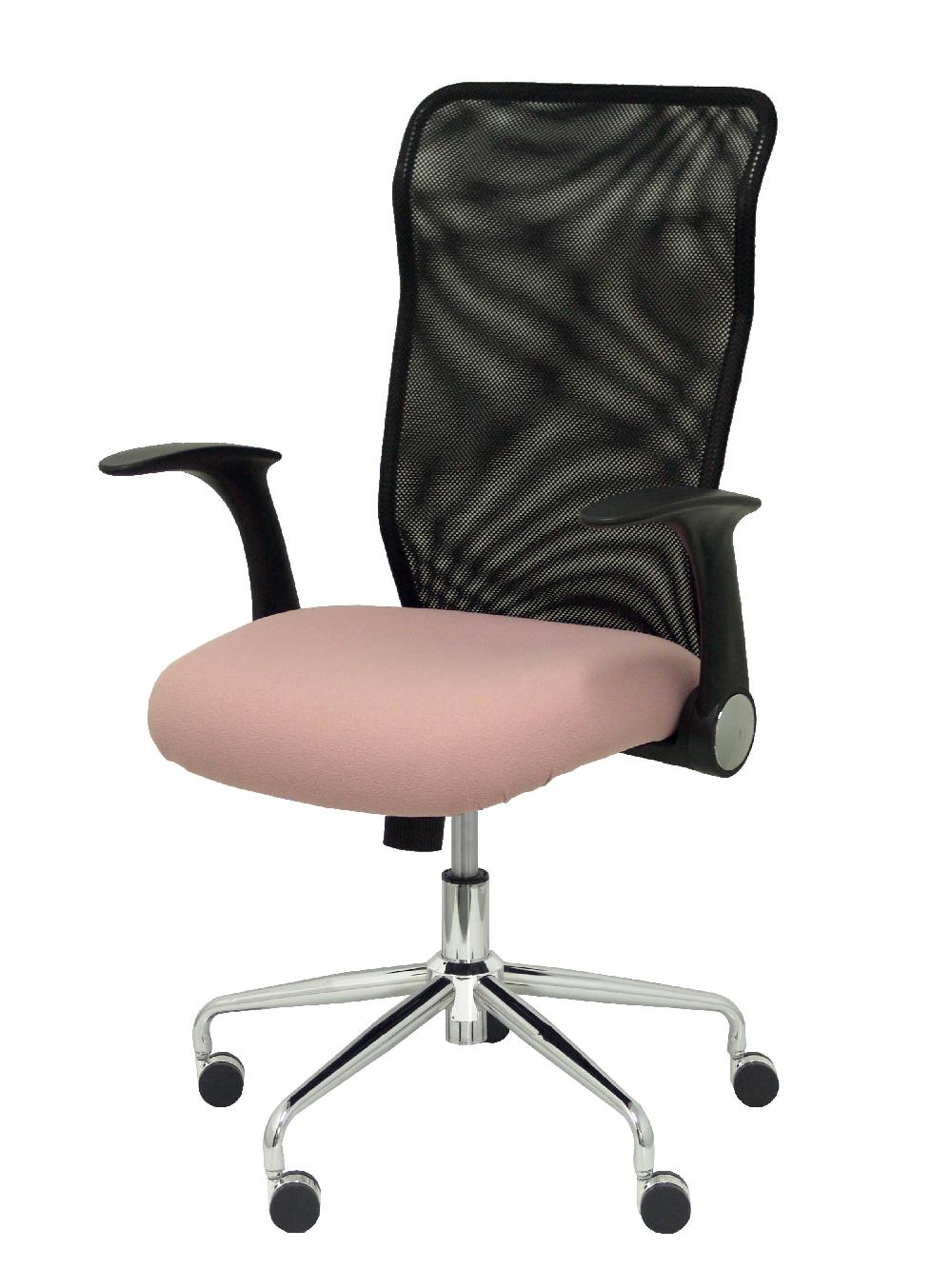 Piqueras Y Crespo Silla Minaya Respaldo Malla Negro Asiento Bali Rosa Pálido