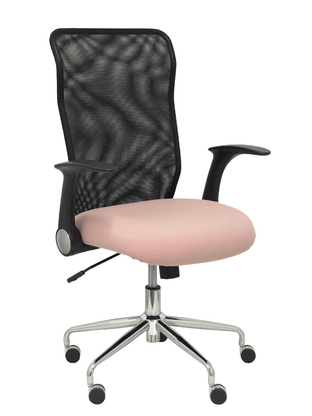 piqueras y crespo Silla Minaya respaldo malla negro asiento bali rosa pálido