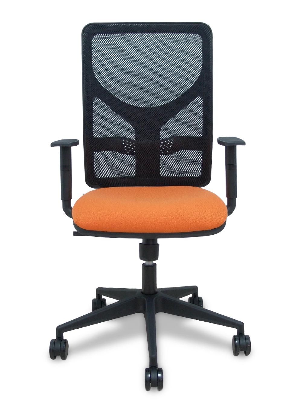 Piqueras Y Crespo Silla Motilla Malla Negra Asiento Bali Naranja Brazo Regulable Ruedas 65mm