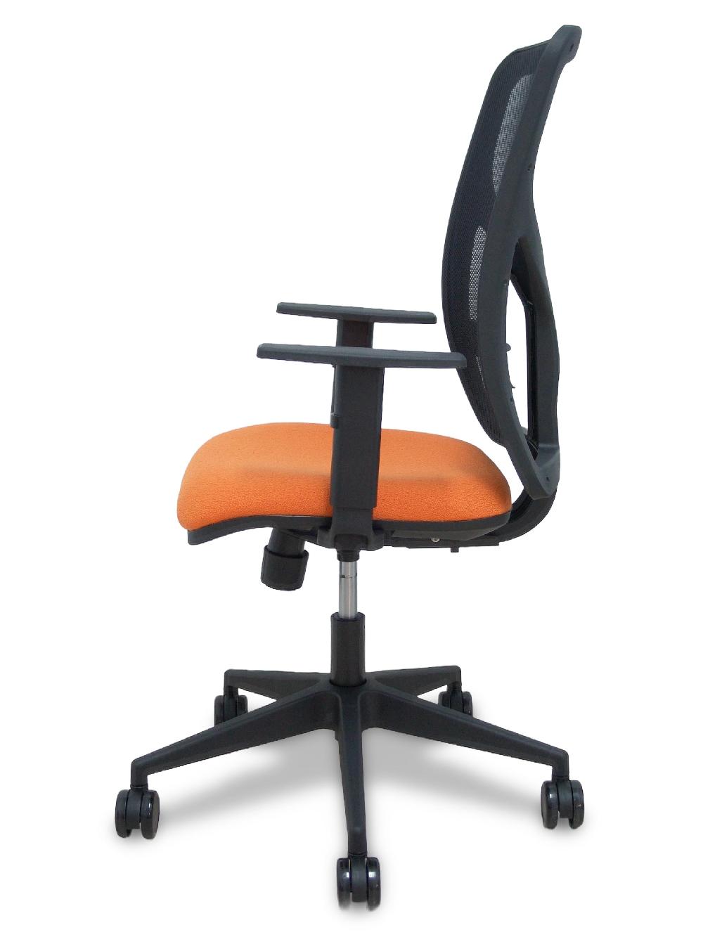 Piqueras Y Crespo Silla Motilla Malla Negra Asiento Bali Naranja Brazo Regulable Ruedas 65mm