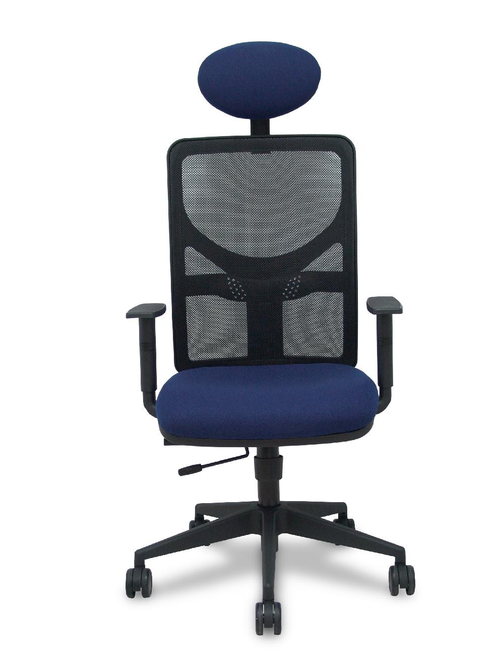 piqueras y crespo Silla Motilla traslack malla negra asiento bali azul marino brazos 1D base piramidal cabecero fijo