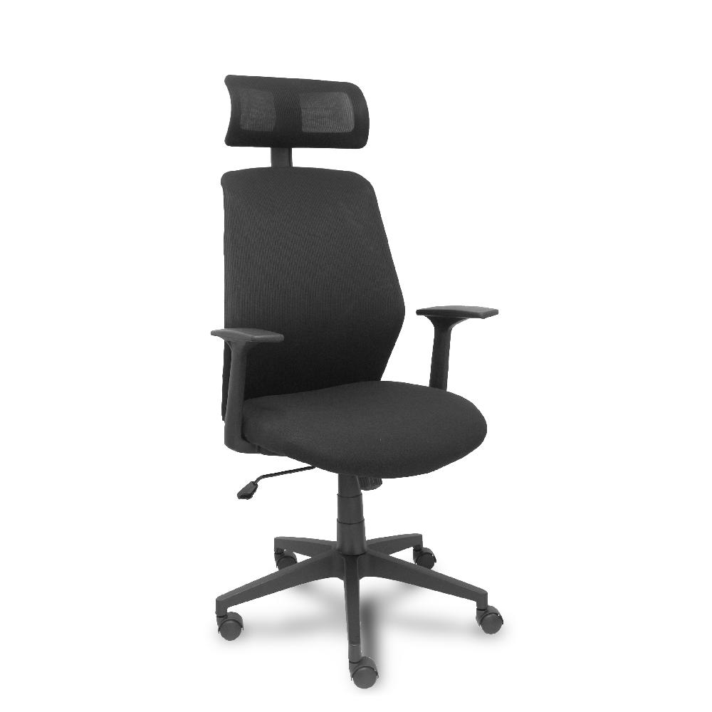 piqueras y crespo Silla Parolis respaldo malla negro con cabecero y asiento aran negro