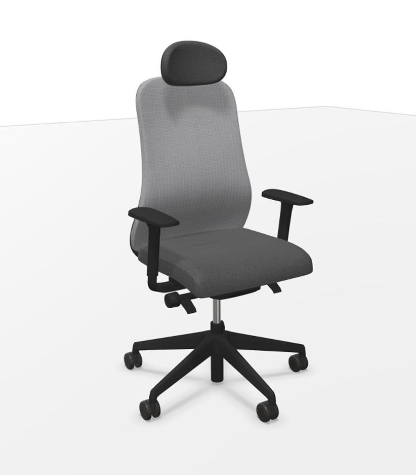 piqueras y crespo Silla Souly negra traslack malla gris asiento gris brazo 2D con lumbar cabecero