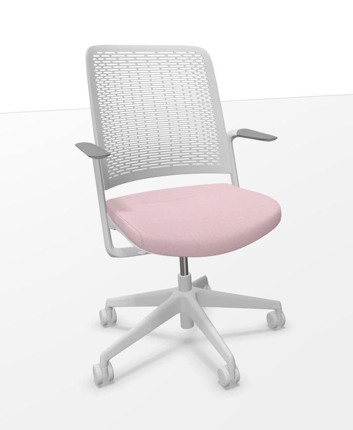 piqueras y crespo Silla WithMe gris asiento era rosa ruedas y piston grises