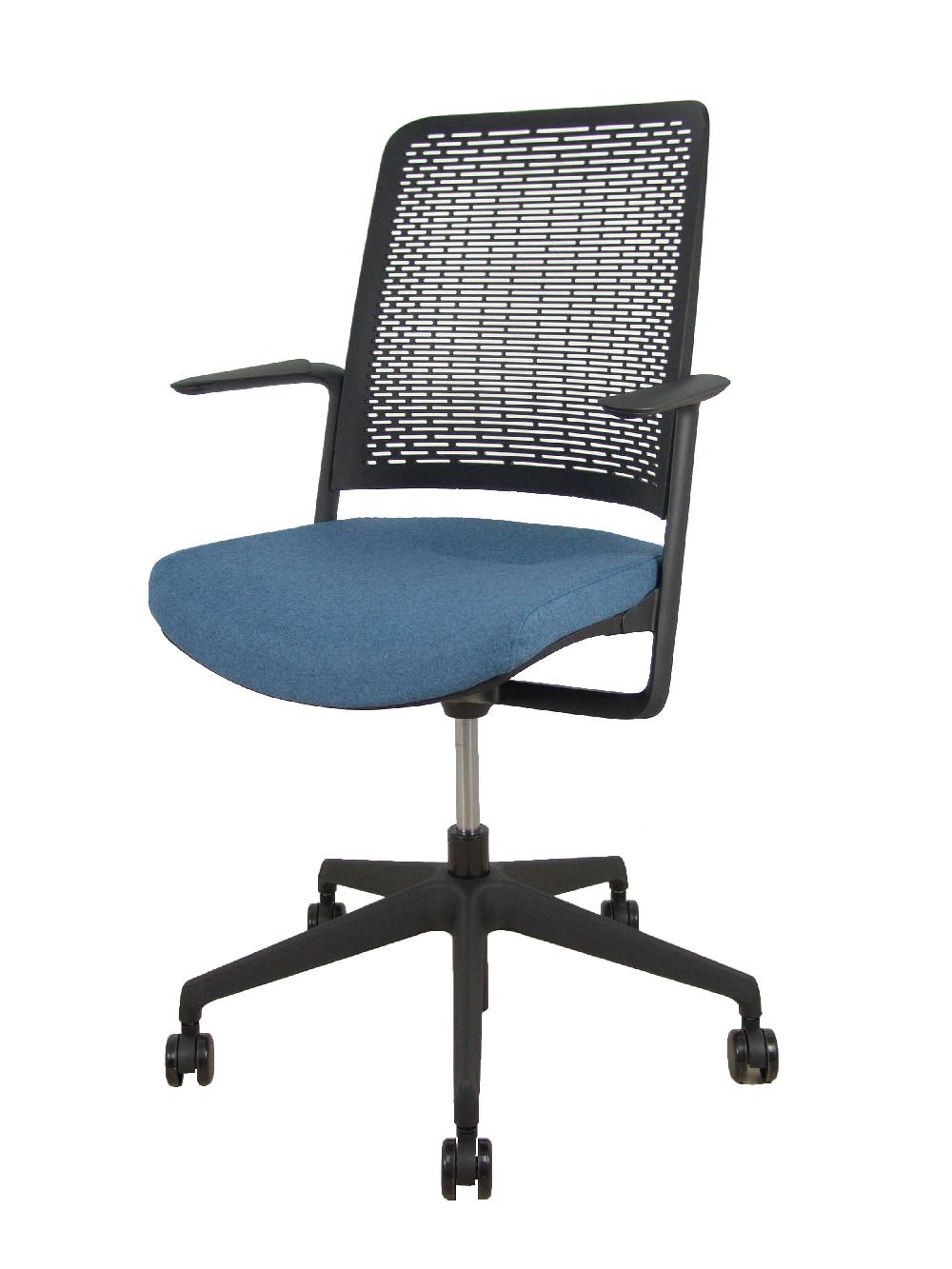 Piqueras Y Crespo Silla WithMe Negra Asiento Blazer Azul Petróleo
