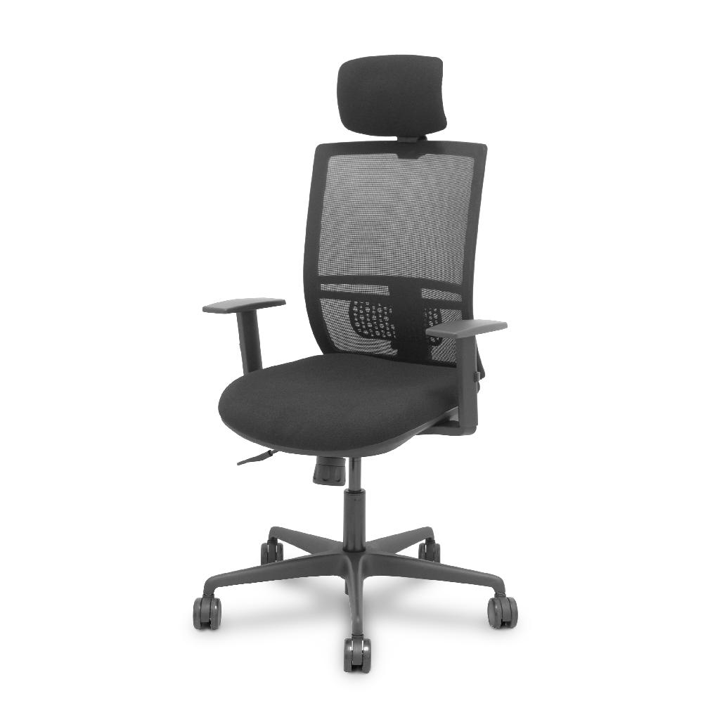 Piqueras Y Crespo Silla Yunquera Traslack Malla Negra Bali Negro Brazos 1D Y Cabecero Regulable