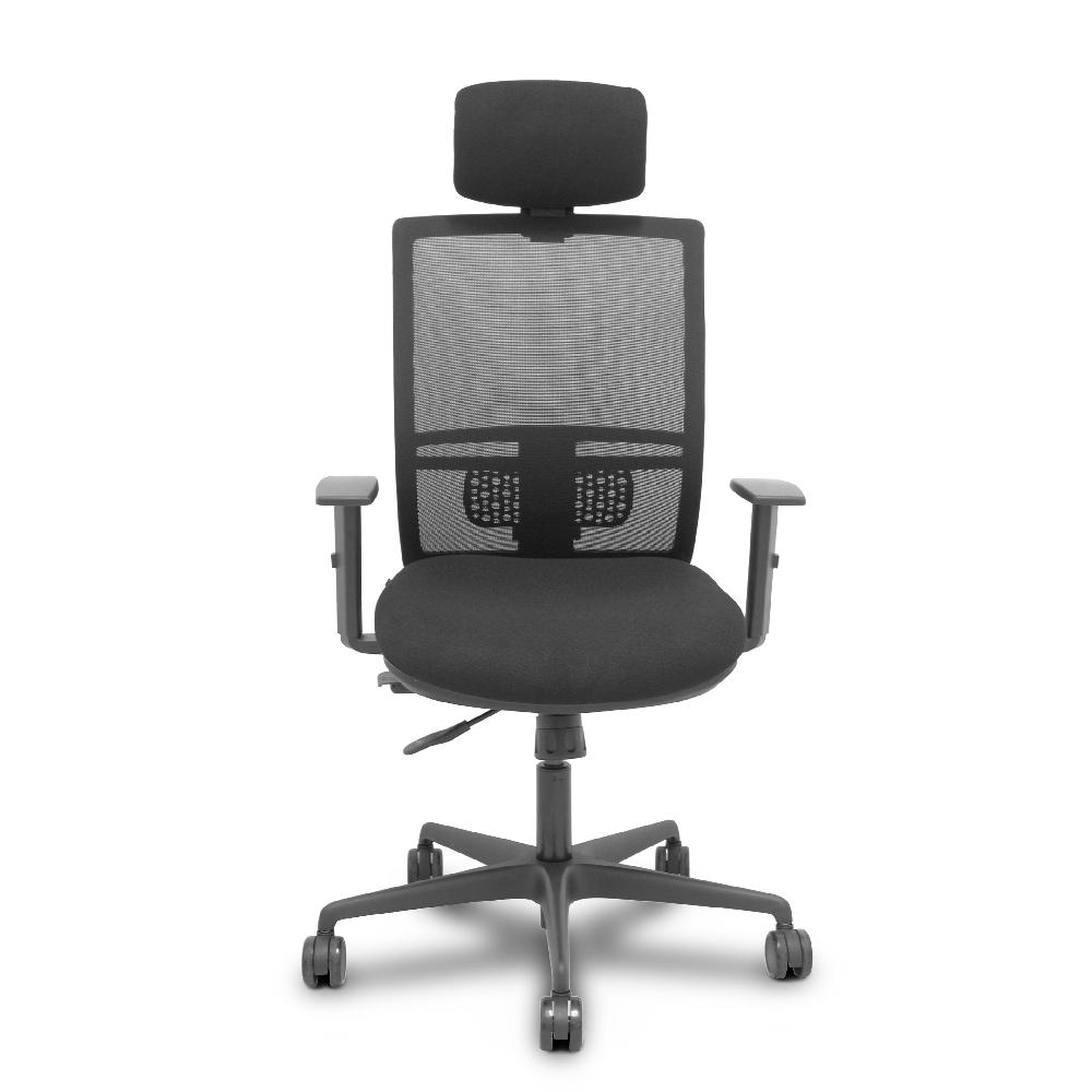 piqueras y crespo Silla Yunquera traslack malla negra bali negro brazos 1D y cabecero regulable