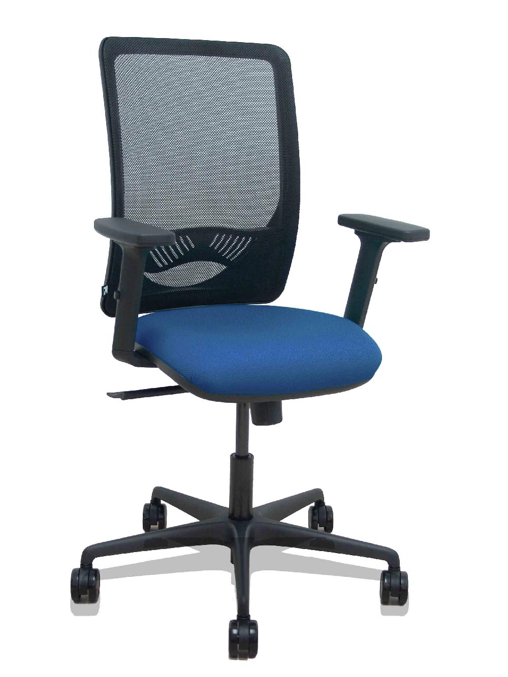 piqueras y crespo Silla Zulema sincro malla negra asiento bali azul marino brazos 2D ruedas 65mm