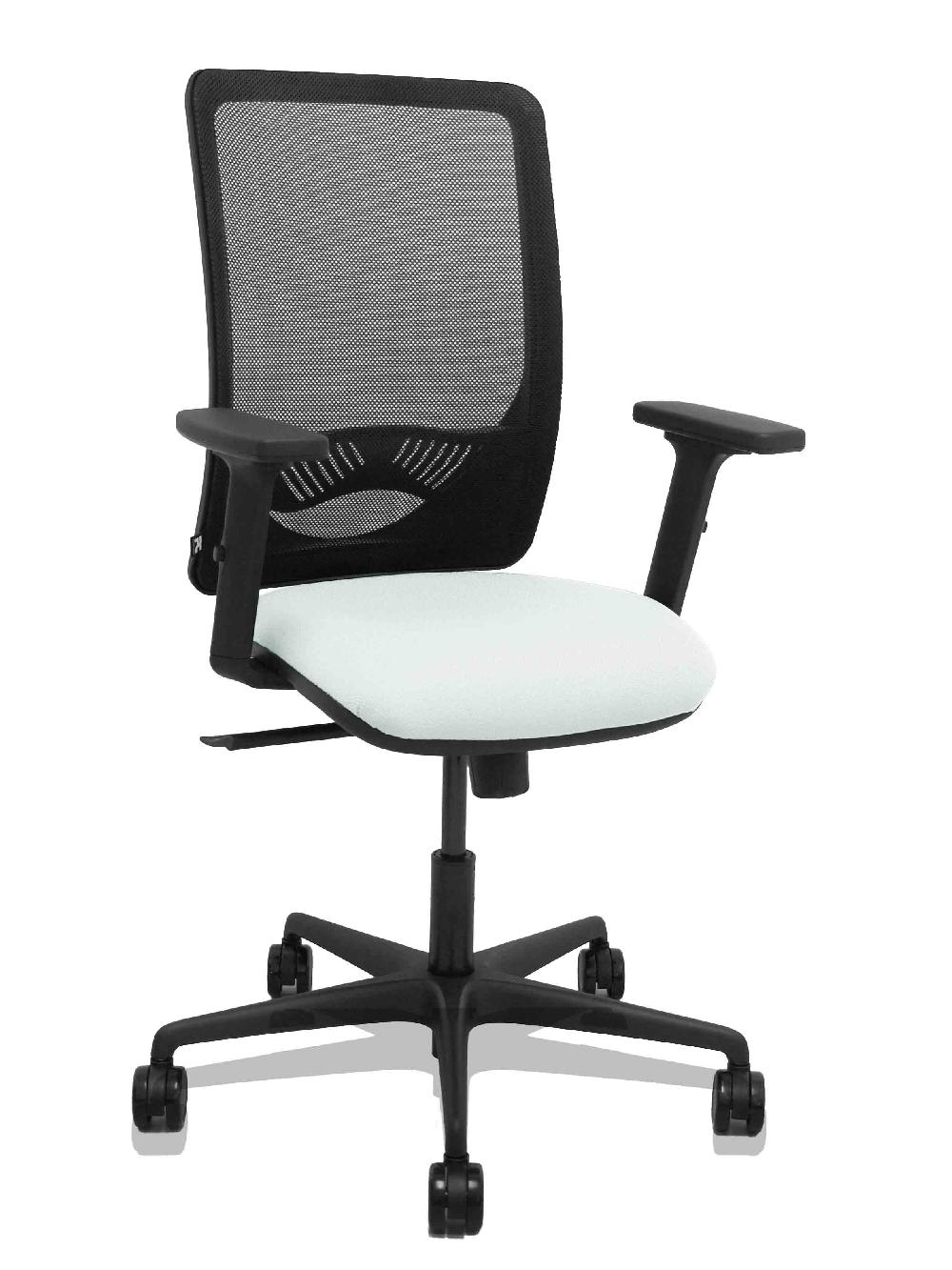 piqueras y crespo Silla Zulema sincro malla negra asiento bali blanco brazos 2D ruedas 65mm