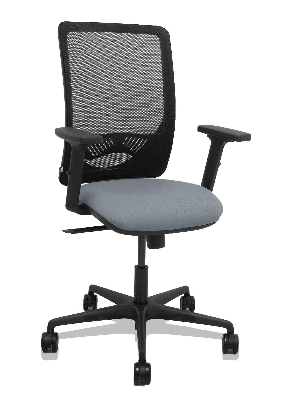 piqueras y crespo Silla Zulema sincro malla negra asiento bali gris brazos 2D ruedas 65mm