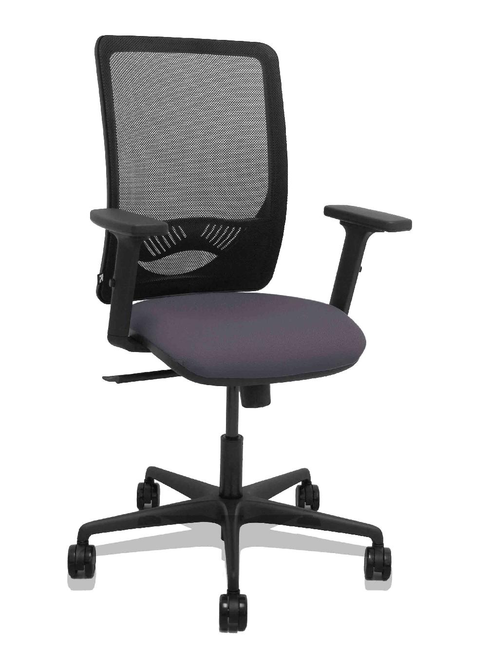 piqueras y crespo Silla Zulema sincro malla negra asiento bali gris oscuro brazos 2D ruedas 65mm
