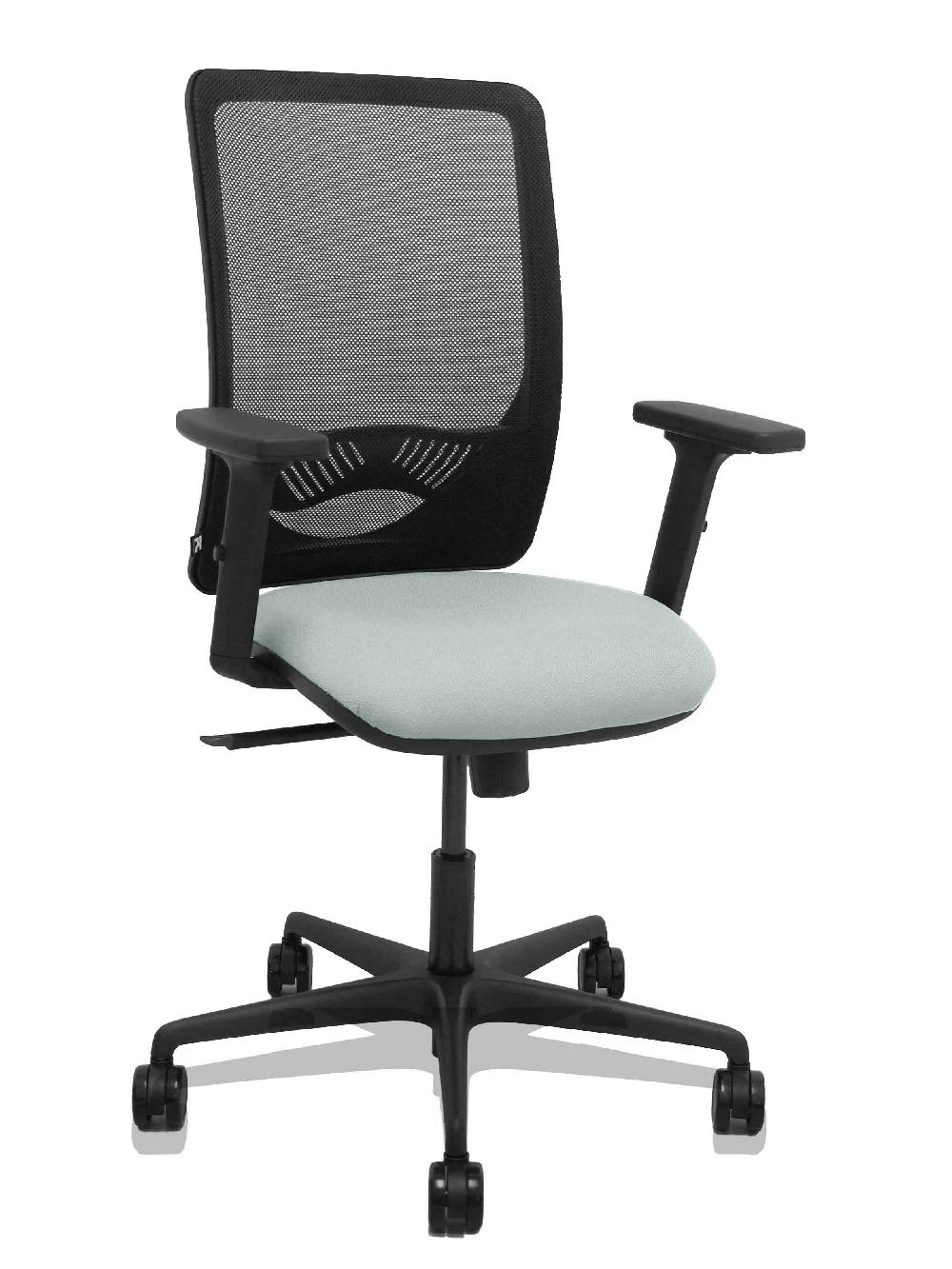 piqueras y crespo Silla Zulema sincro malla negra asiento bali gris claro brazos 2D ruedas 65mm