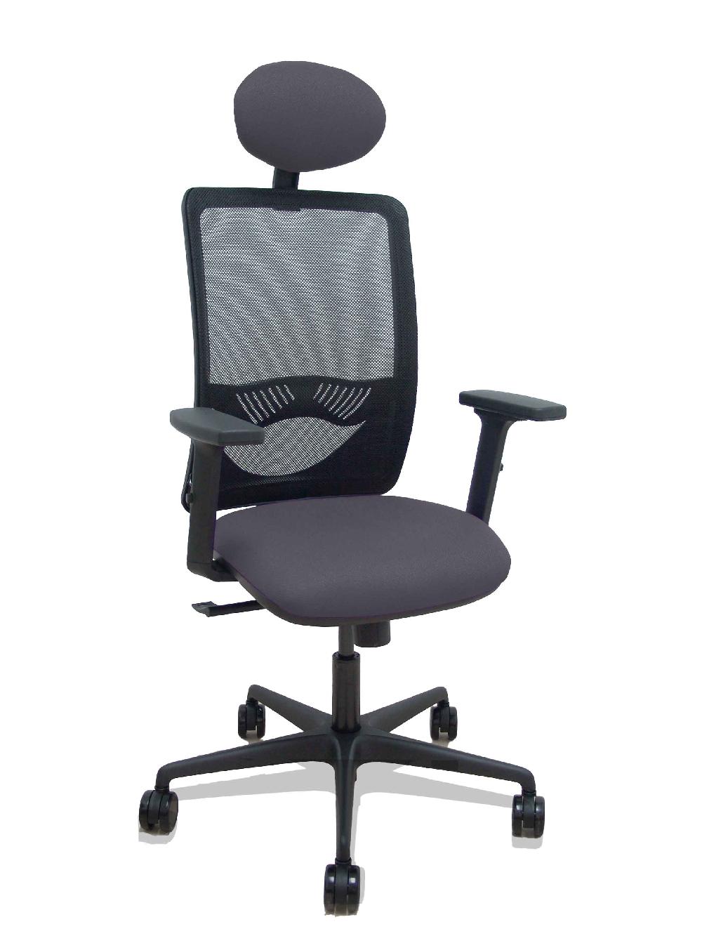 piqueras y crespo Silla Zulema sincro malla negra asiento bali gris oscuro brazos 2D ruedas 65mm cabecero