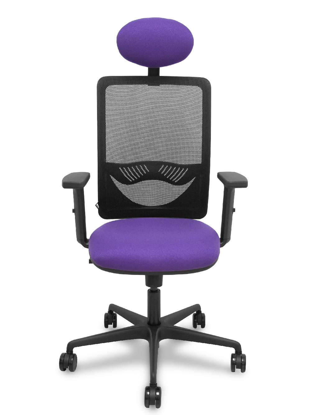 Piqueras Y Crespo Silla Zulema Sincro Malla Negra Asiento Bali Lila Brazos 2D Ruedas 65mm Cabecero