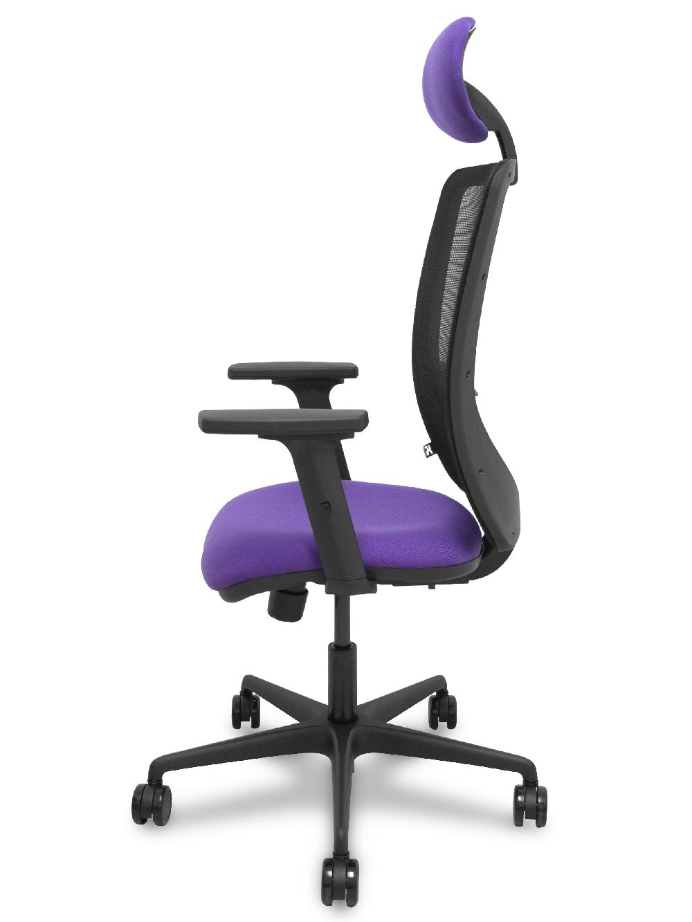 Piqueras Y Crespo Silla Zulema Sincro Malla Negra Asiento Bali Lila Brazos 2D Ruedas 65mm Cabecero