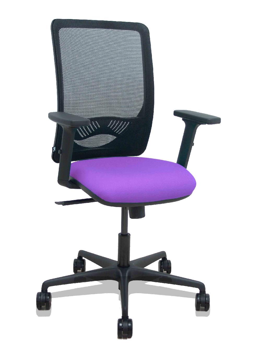 piqueras y crespo Silla Zulema sincro malla negra asiento bali lila brazos 2D ruedas 65mm