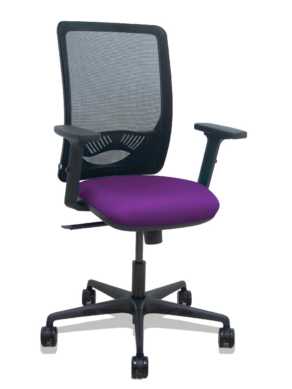 piqueras y crespo Silla Zulema sincro malla negra asiento bali morado brazos 2D ruedas 65mm