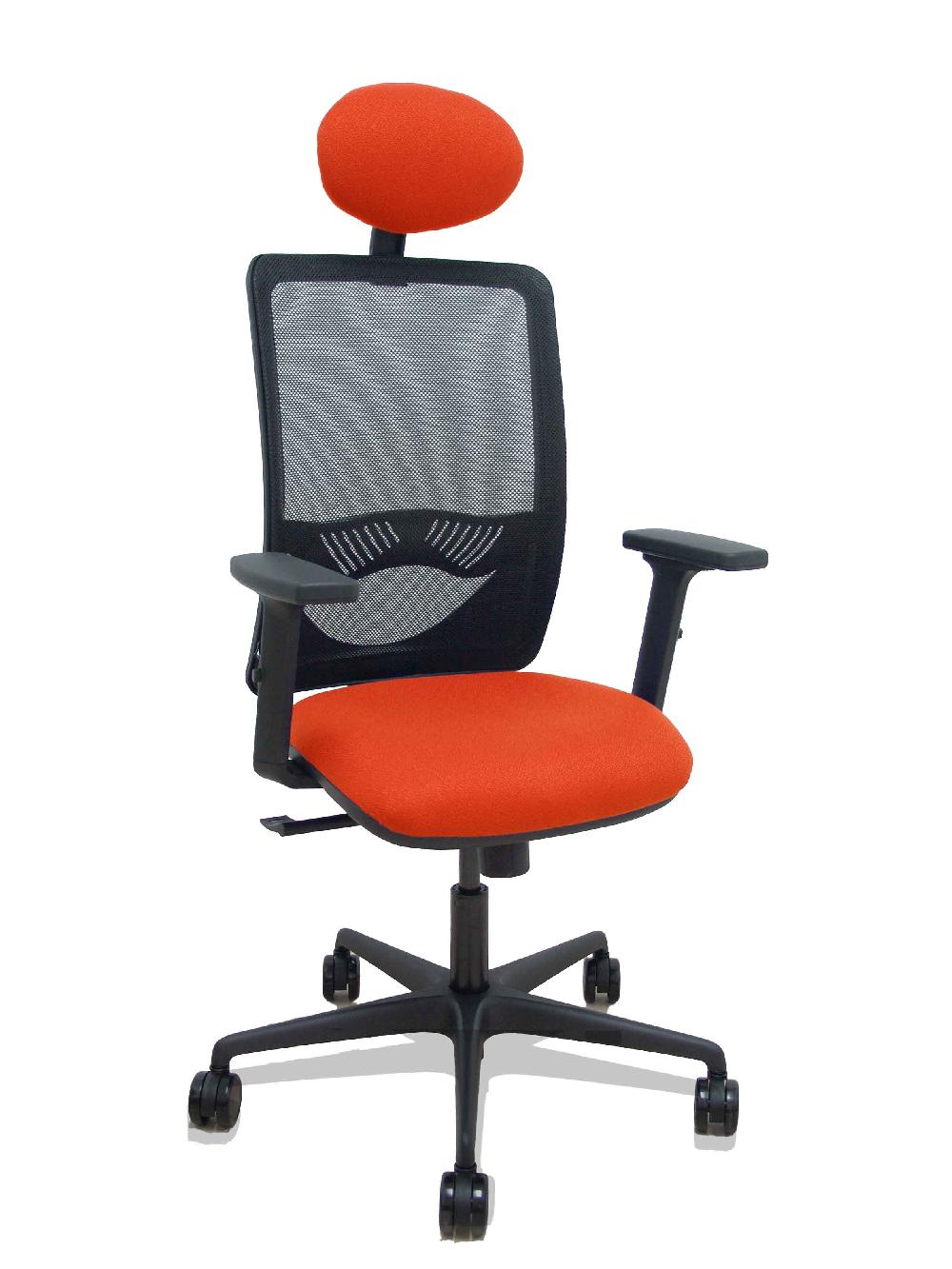 Piqueras Y Crespo Silla Zulema Sincro Malla Negra Asiento Bali Naranja Oscuro Brazos 2D Ruedas 65mm Cabecero