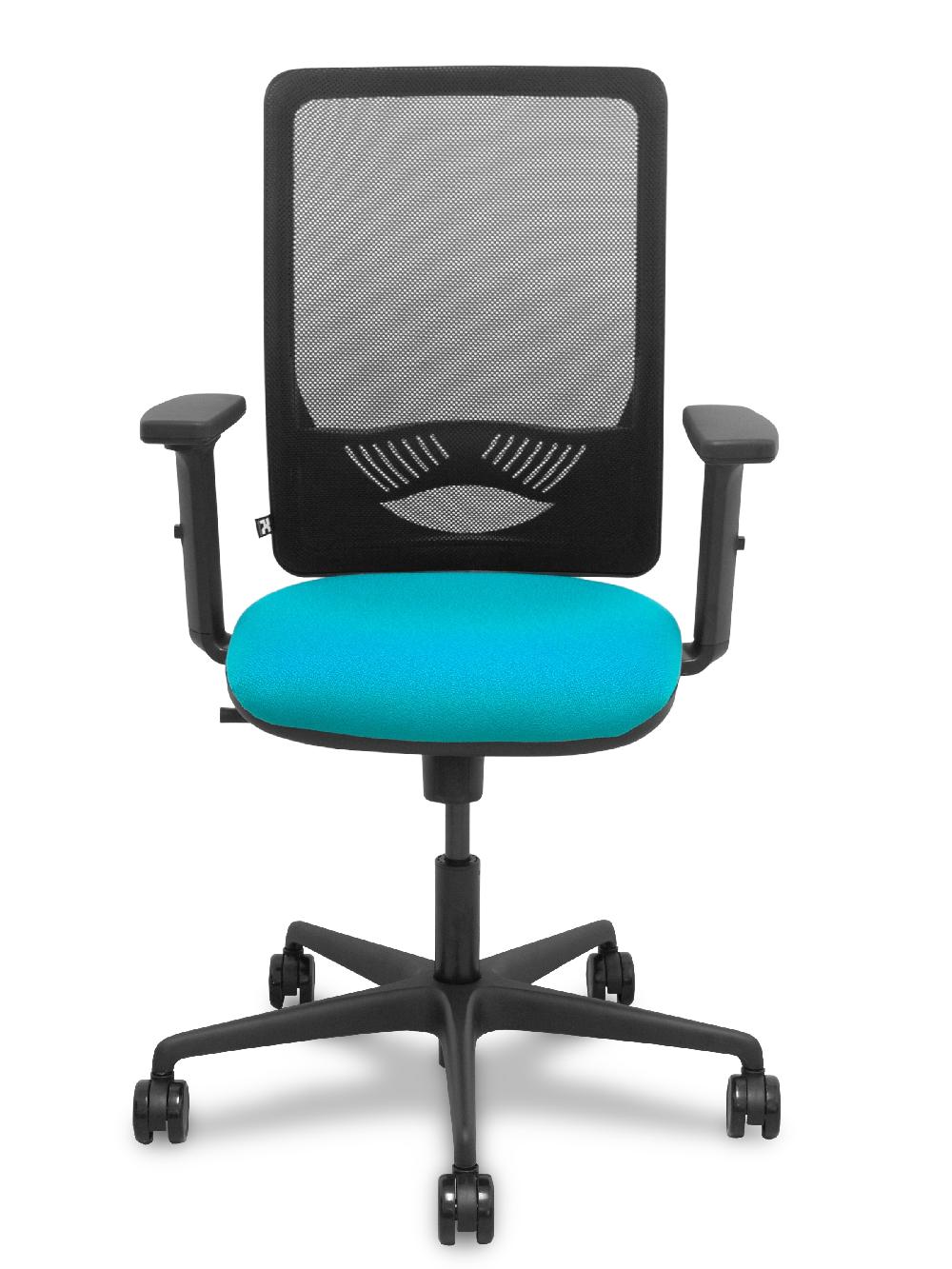 Piqueras Y Crespo Silla Zulema Sincro Malla Negra Asiento Bali Turquesa Brazos 2D Ruedas 65mm