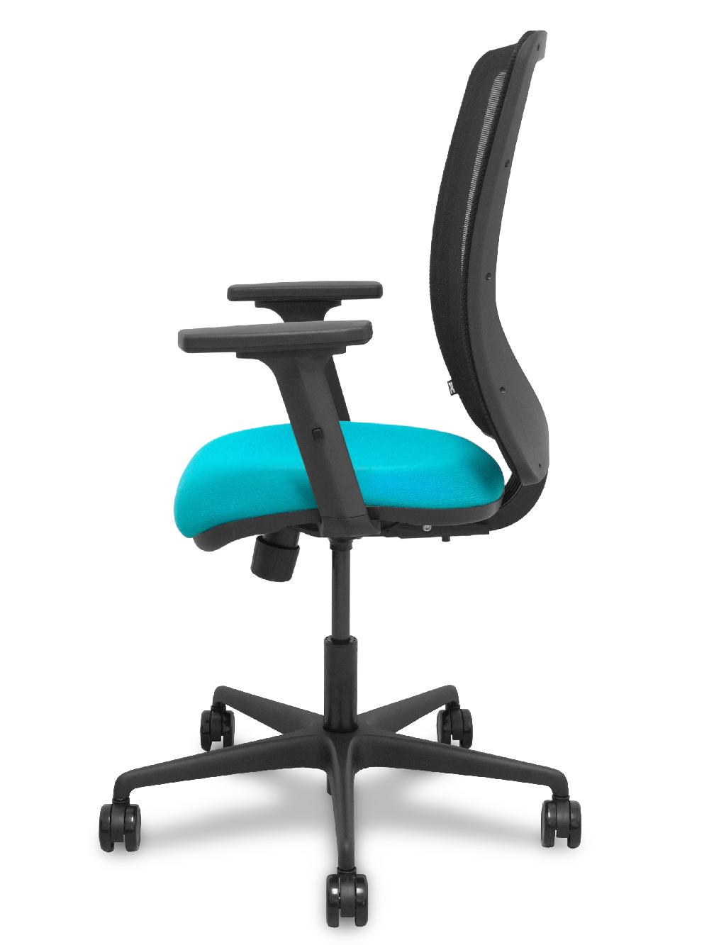 Piqueras Y Crespo Silla Zulema Sincro Malla Negra Asiento Bali Turquesa Brazos 2D Ruedas 65mm
